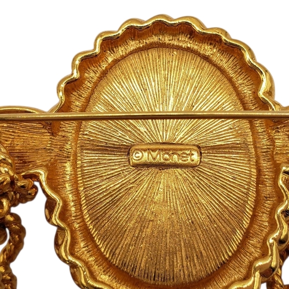 Vintage Monet Bar Chain Brooch 80's Madonna Pop - Picture 4 of 10